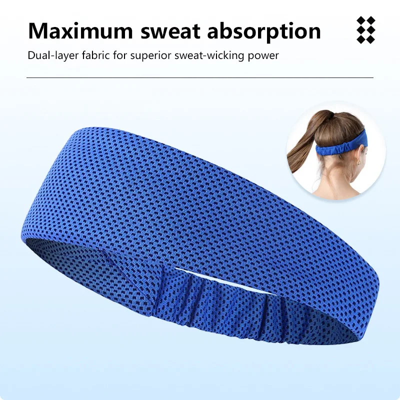 Summer Sport Headband Breathable Fitness Sweatband Non Slip Elastic Tennis Headband Sweat Wicking Lightweight Running Hairband