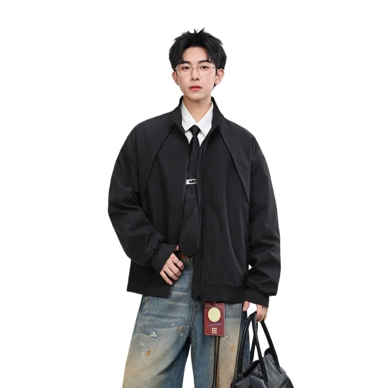 

Американские ретро-деловые повседневные куртки с воротником-стойкой, мужские модные и нишевые дизайны, деконструкция, верхняя рабочая одежда, пальто