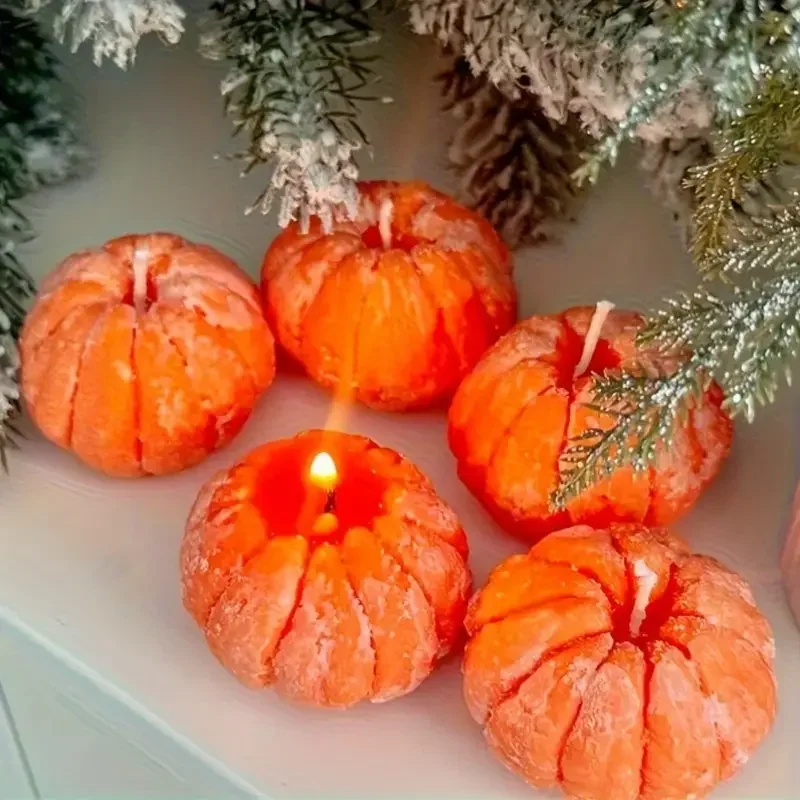 Orange Candle Mold Non Toxic Easy Release Candle Making Mold DIY Crafts Birthday Halloween Thanksgiving Christmas Decoration