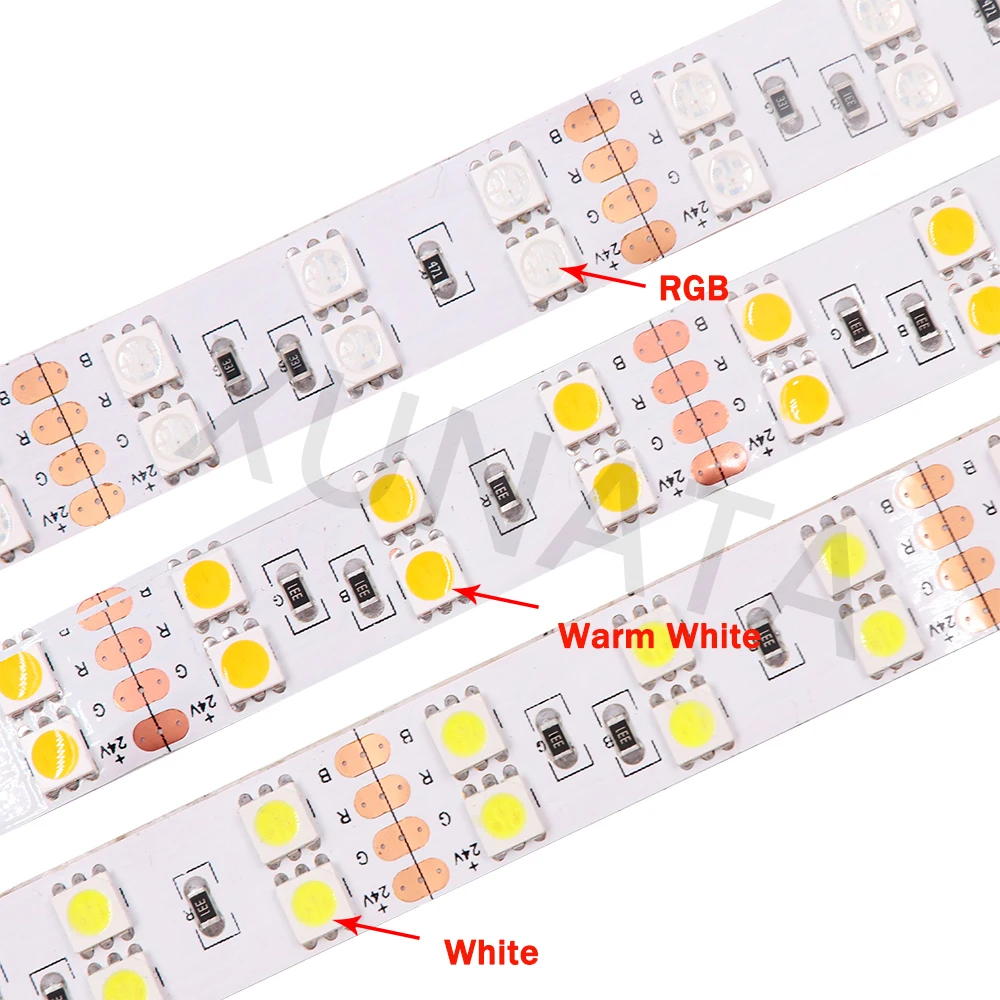 Top Quality! 5M DC 12V 600Led 120led/m waterproof  SMD 5050 RGB Warm White led strip Double Row Flexible ribbon tape light