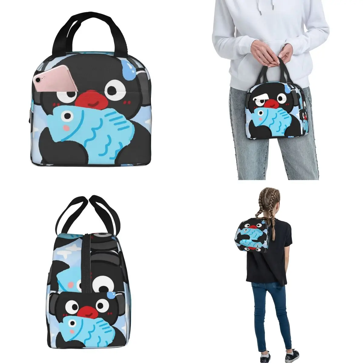 Noot Pingu معزول حقيبة الغداء قدرة عالية البطريق الموسيقى الغداء الحاويات حقيبة للحفاظ على البرودة حمل علب الاغذية كلية نزهة فتاة صبي