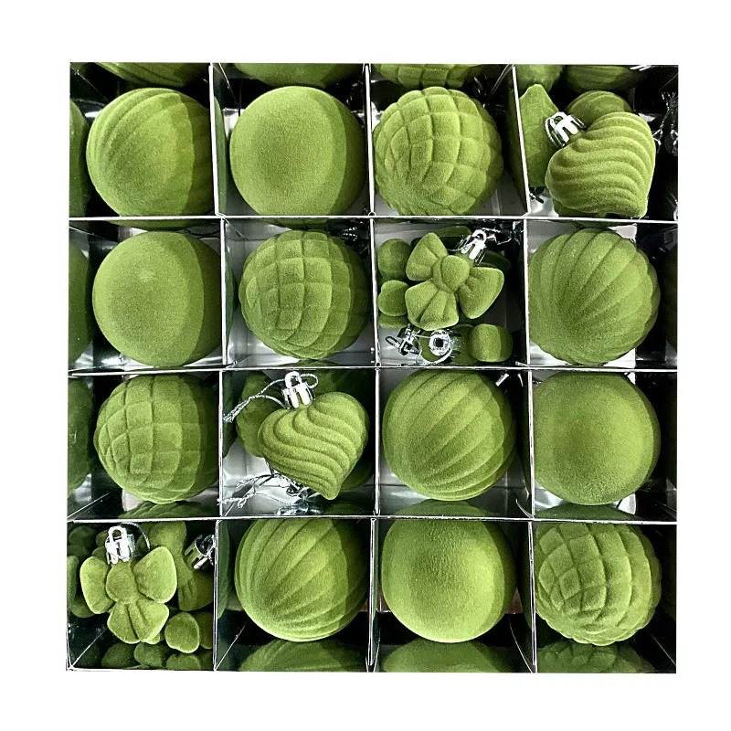 Flocking Christmas Ball 16/32pcs Xmas Decorative Hanging Ornaments Party Christmas Spheres Pendant 2025 New