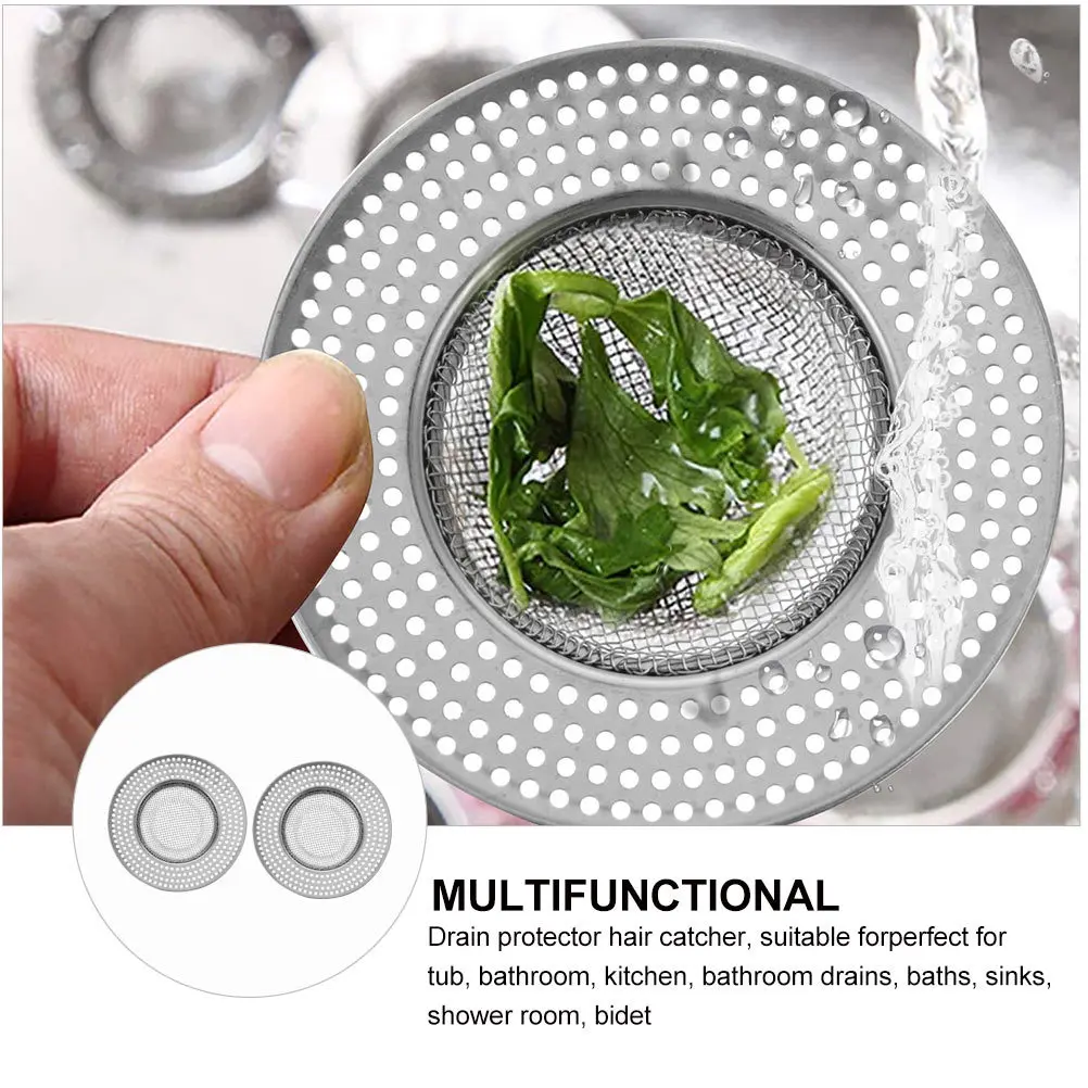 

2 pcs Catcher Stainless Steel Sink Strainer For Tub Bathroom Kitchen Shower Protector Rust Proof Mesh Filter Drain Hair Catchers