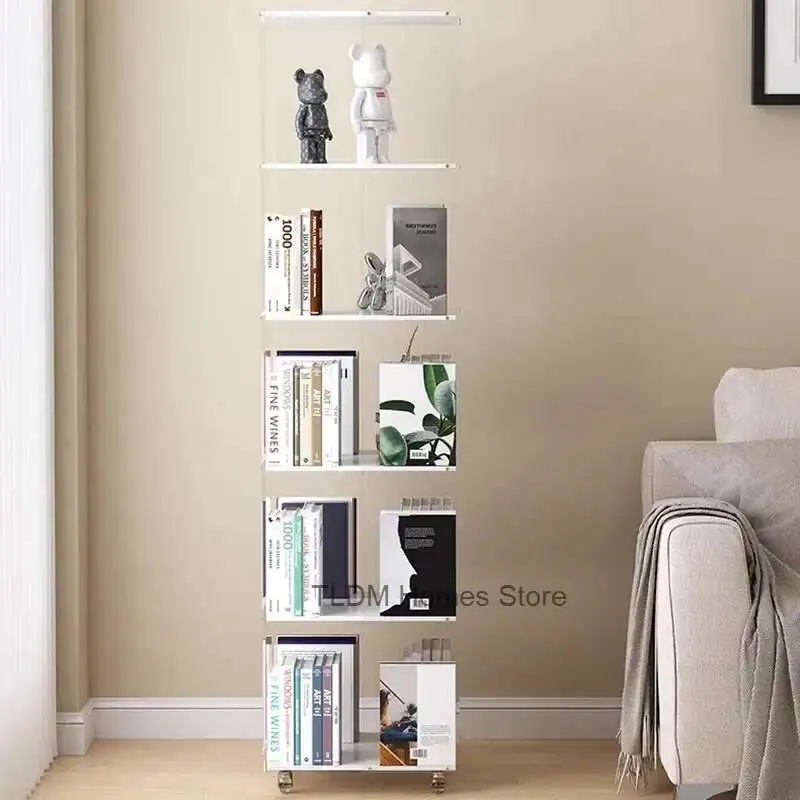 Estante De Metal blanco para libros, accesorios, artículos acrílicos, revistero De almacenamiento Industrial, Estante De libros minimalista, muebles De biblioteca