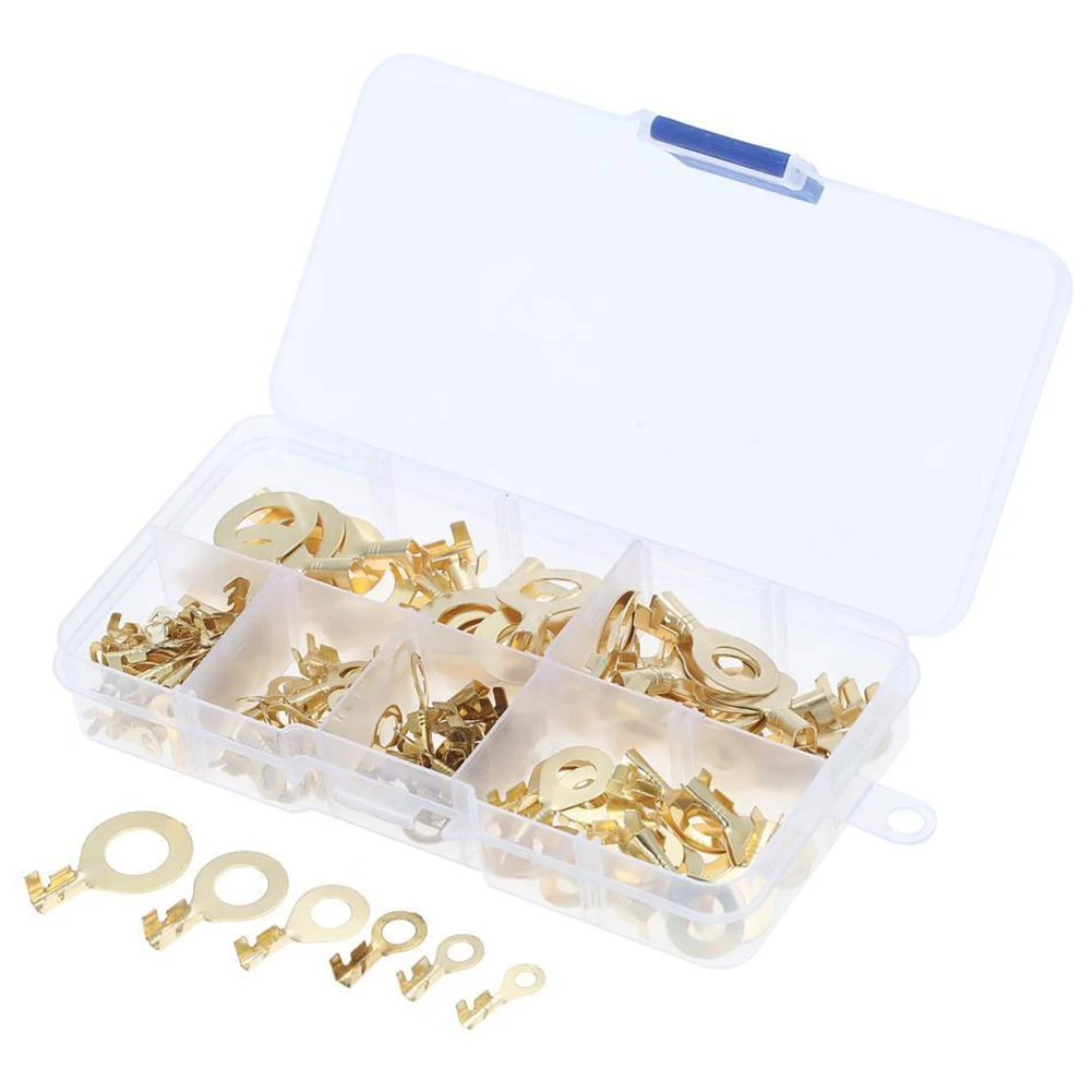 

150PCS Cable Lug Wire Connector Non-insulated M3/M4/M5/M6/M8/M10 Ring Lugs Cable Terminal Assortment Set Electrical Connector