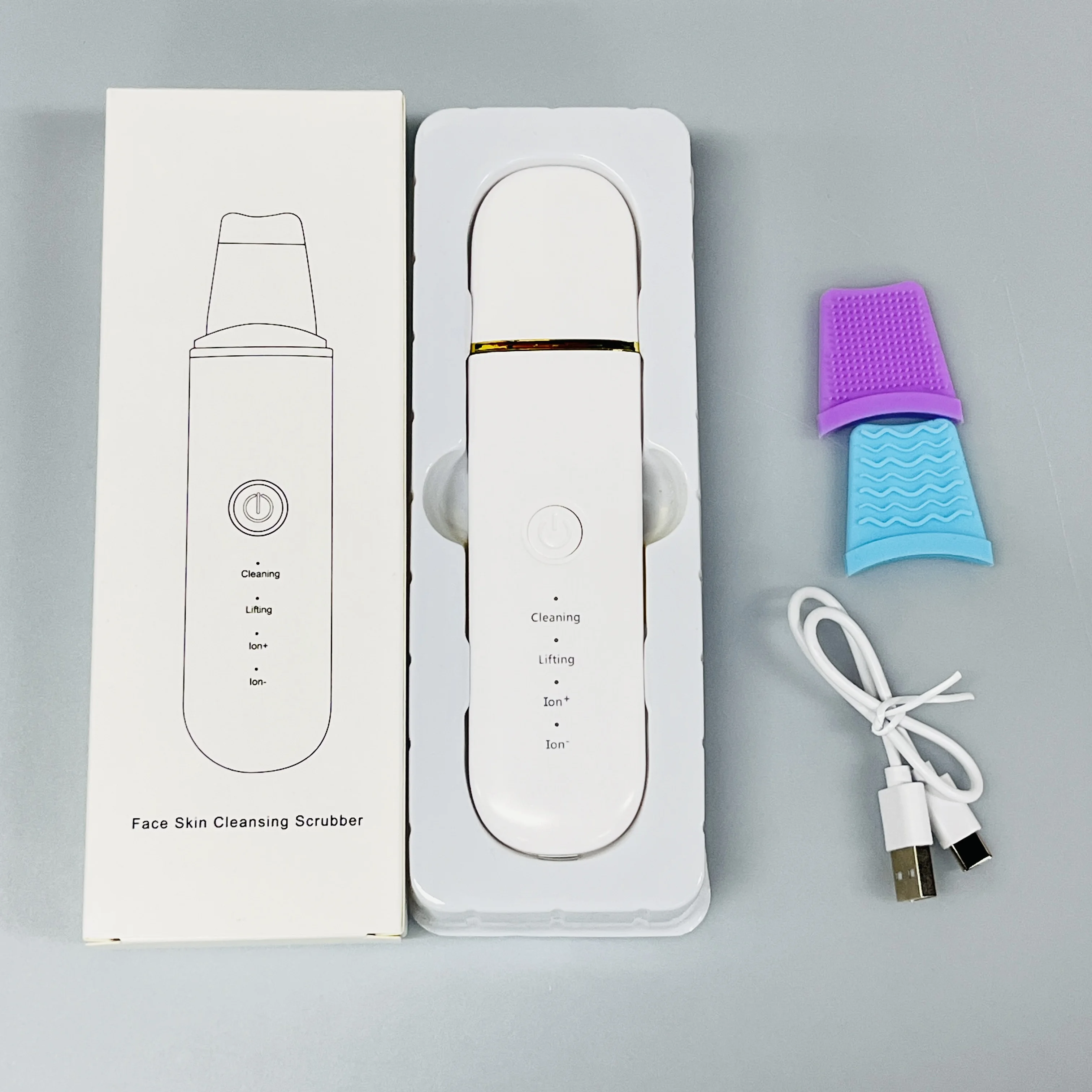 スマートライブラリーワイヤレス黒ずみ除去毛穴クリーナー充電式スクラバー防水電動フェイススパチュラ4モード付き