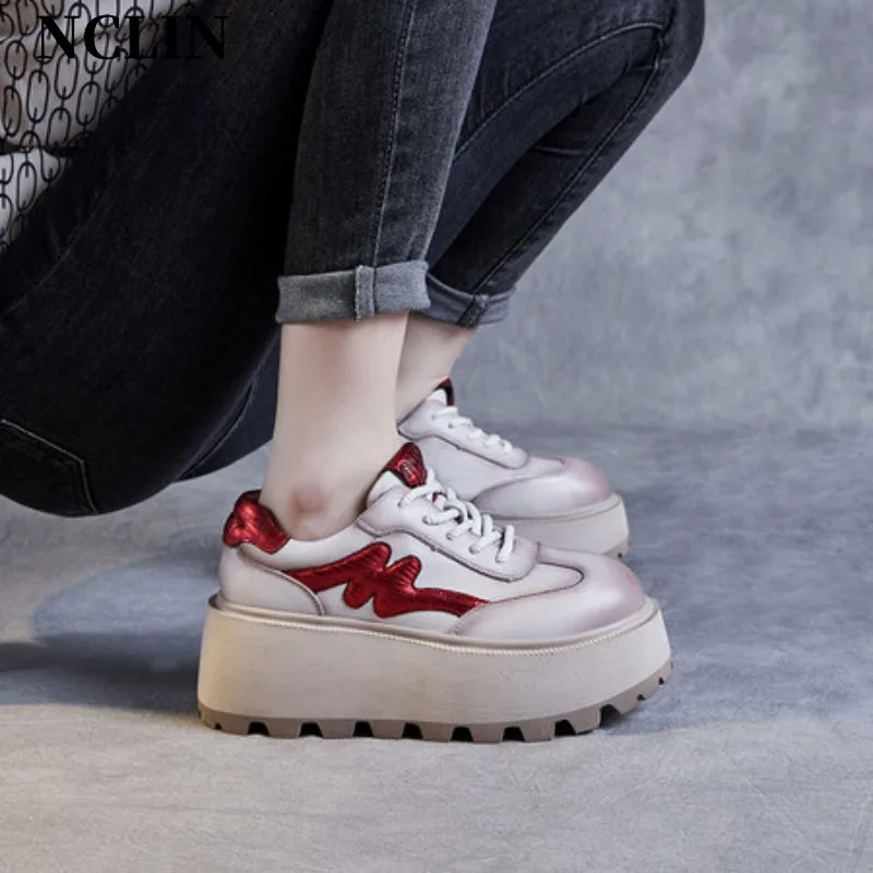 Sneakers desainer baru untuk wanita sepatu Platform bertali ujung bulat sepatu kasual musim semi/musim panas sepatu vulkanisir zapatos de mujer