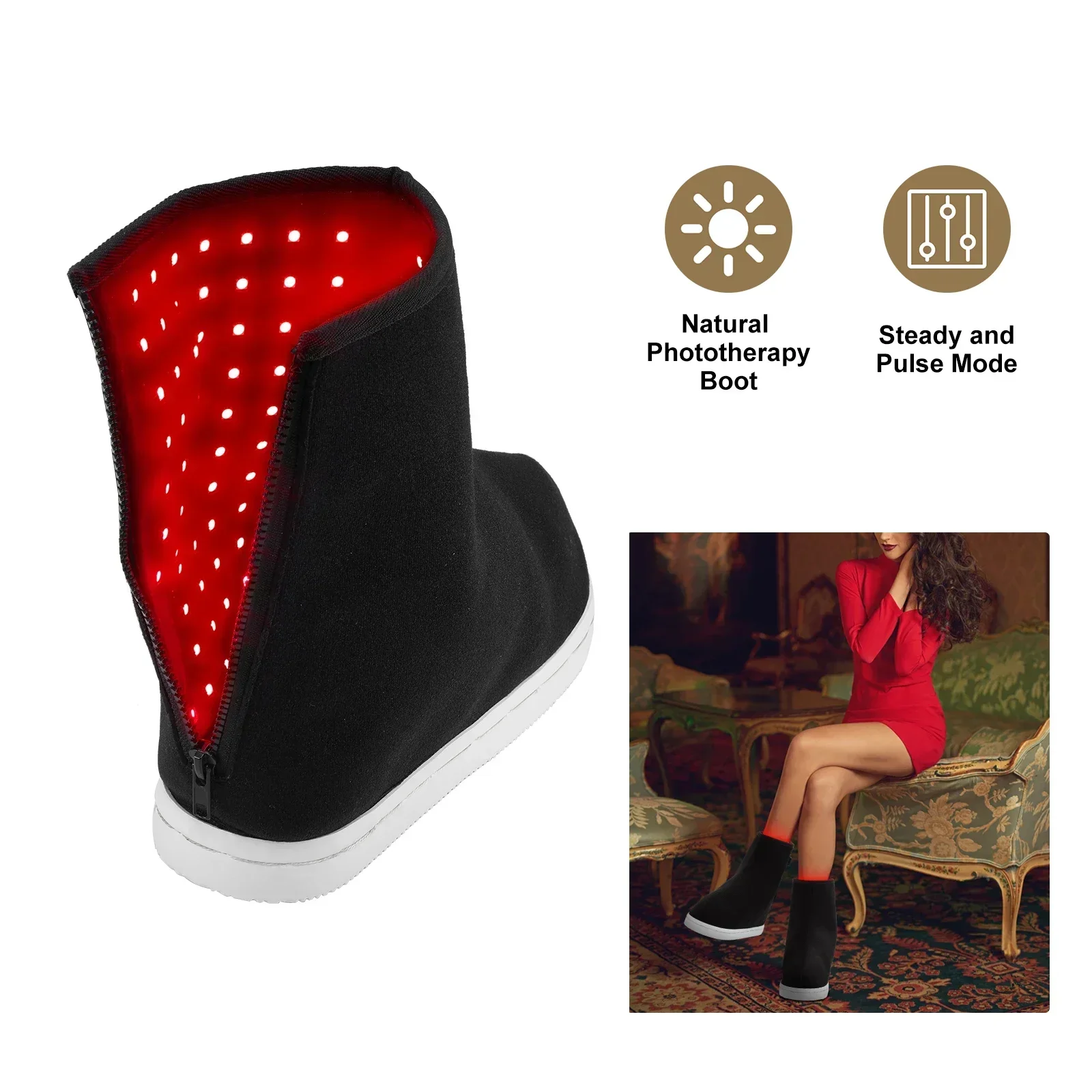 The Red Light Therapy Shoes for Neuropathy Pain Relieving Flexible LED Wrap Boots for Feet and Legs Therapeutic