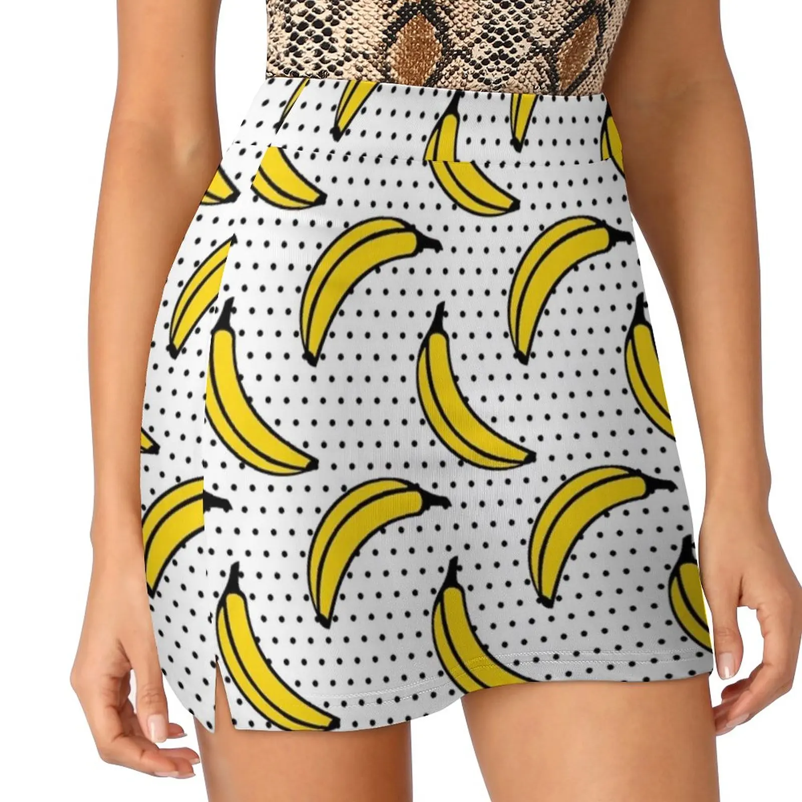 Polka Dot Banana Print Skirts Woman Fashion 2022 Pant Skirt Mini Skirts Office Short Skirt Banana Banana Fruit Food Trend