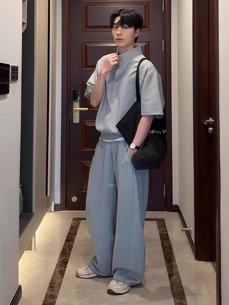 

Летний комплект ort Sve irt для мальчиков с воротником Генри, корейский Sle Faionable And Haome, высококачественный наряд для клитина