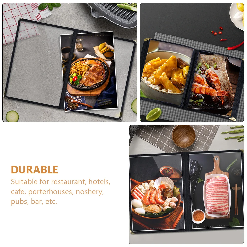 

Transparent Menu Cover A4 PVC Restaurant Folder 8 Pages Clear Binder Protective Covers For Cafe Hotel Bar