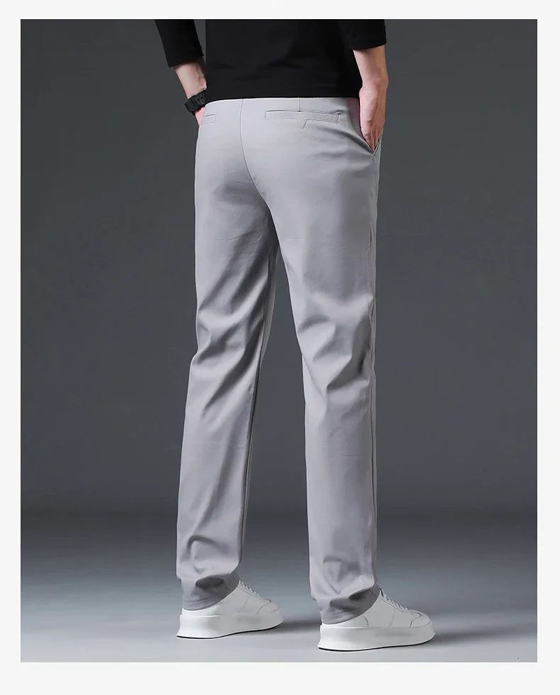 Winter Warme Fleece-Hosen für Herren, 98% Baumwolle, Business, Gerade Geschnittene Arbeitshose, Outdoor, Blau, Formelle Anzughose, Übergröße 40 – Detail 10