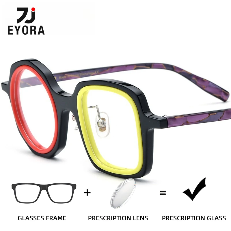 

EYORA Personalized Square-Round Acetate Reading Glasses Myopia Eyewear Hyperopia Anti Blue Ray Progressive Photochromic Eyewear