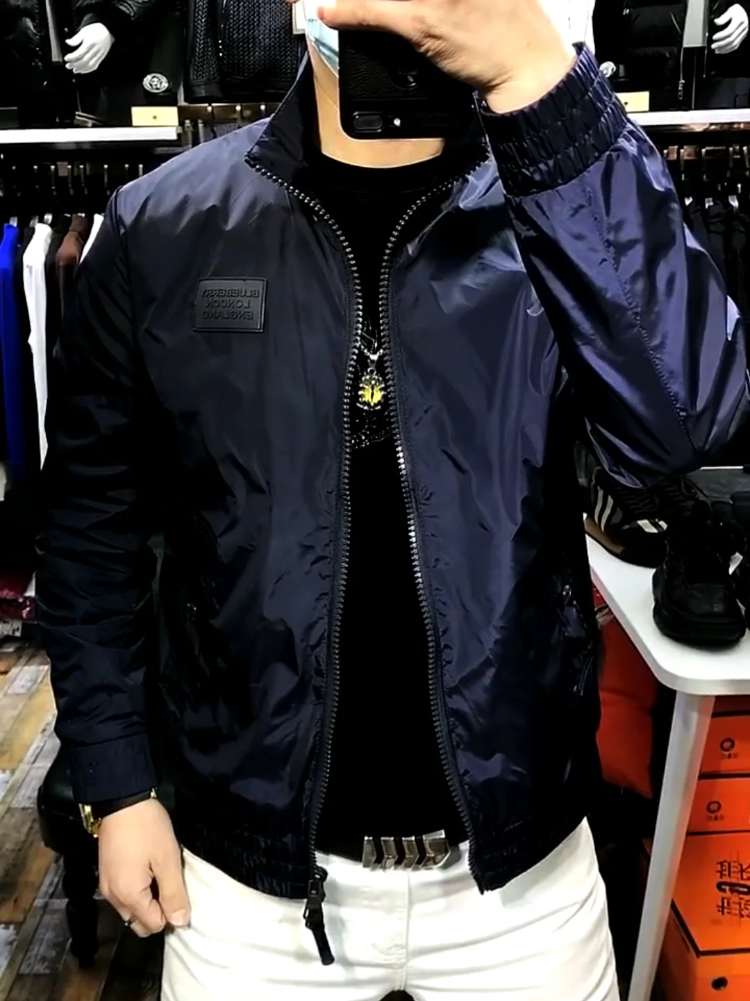 

Men's Spring Autumn Stand Collar Jaet Comfortable New Sle Personali Trendy Faionable Slim Fit Antibacterial Zipper Cl...