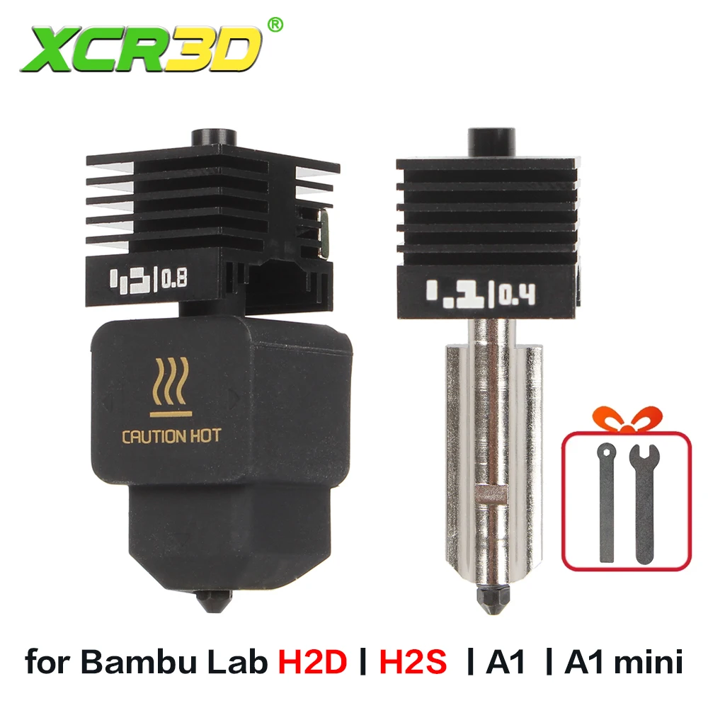 

H2D High Flow Hotend сопла Силиконовые носки Крышка Нагревательный блок Набор сопел H2d Highflow Hot End для Bambu 0,2/0,4/0,6/0,8 мм