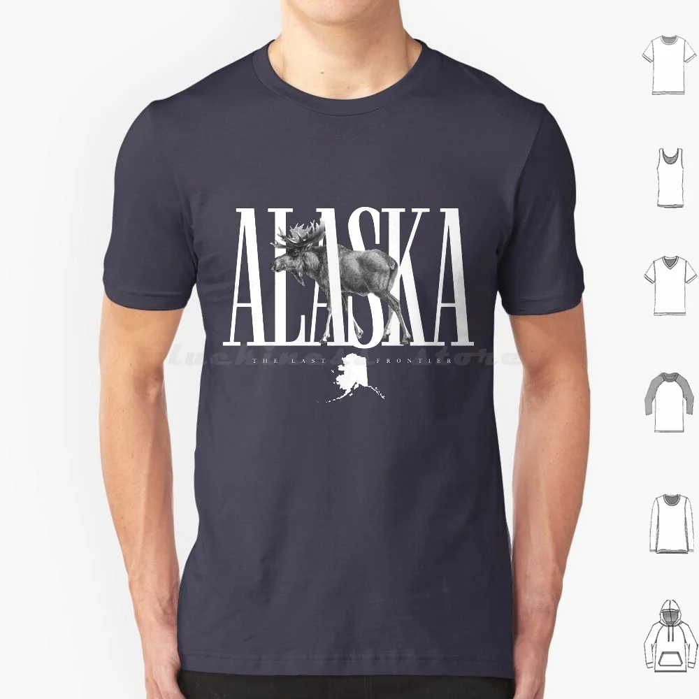 Alaska-The Last Frontier ( Dark ) T Shirt Big Size 100% Cotton Vintage Moose Welcome Denali National Park Anchorage Juneau