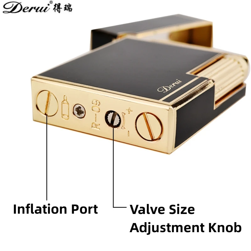 Derui латунная ветрозащитная деловая Бутановая газовая зажигалка струйная яркая звуковая трубка для сигар аксессуары для курения гаджеты для мужчин