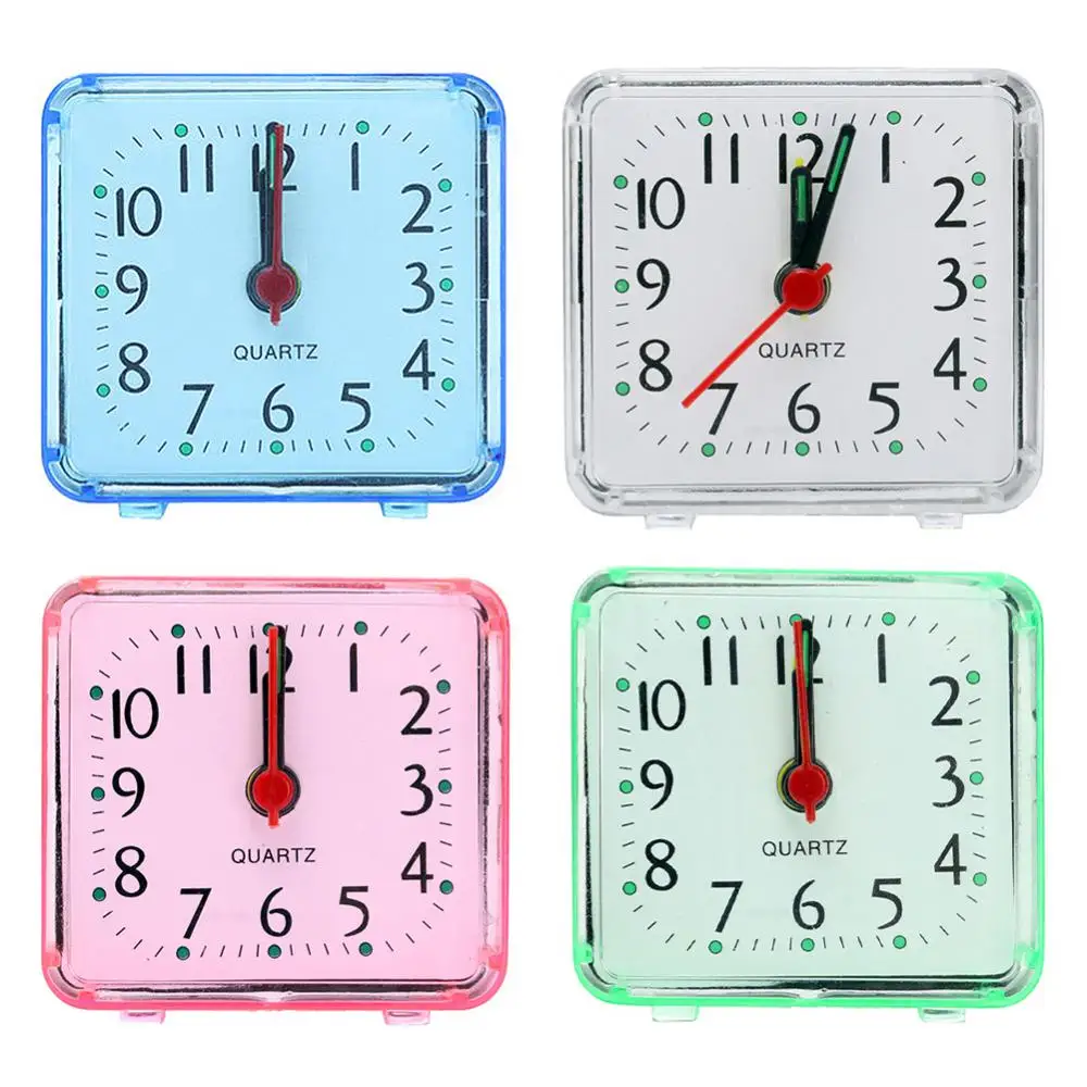 Silent Alarm Fashion Classic Square Quartz Movement Battery Mechanical Alarm Clock Home Desk Table Snooze Function Time Reminder