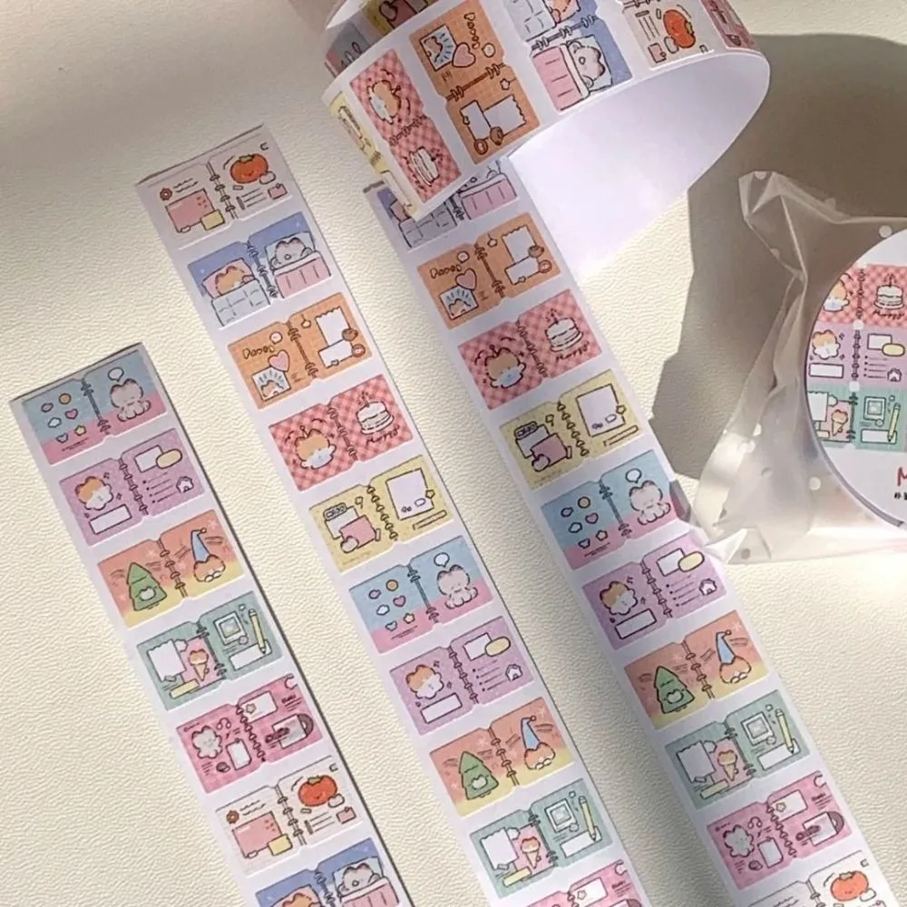 200Pcs/Roll Cute Kitten Label Sticker DIY Scrapbooks Cartoon Index Tabs Removable Gift Classification Tags Student Supplies