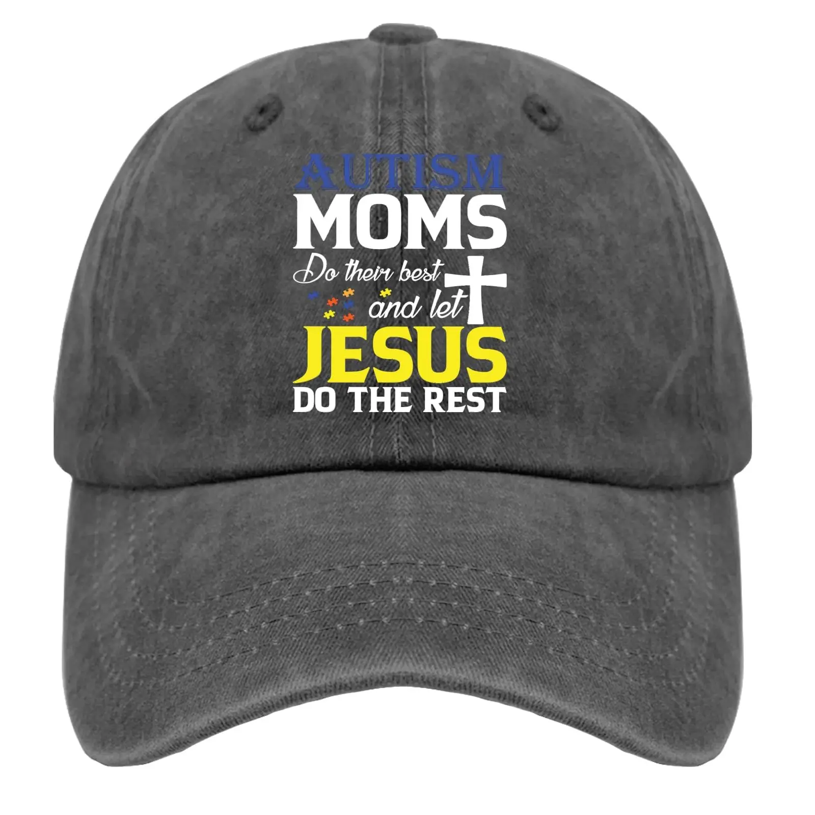 

Autism Moms do Their Best and let Jesus do The Rest caps Funny Golf Hats Pigment Trucker hat Men Gifts