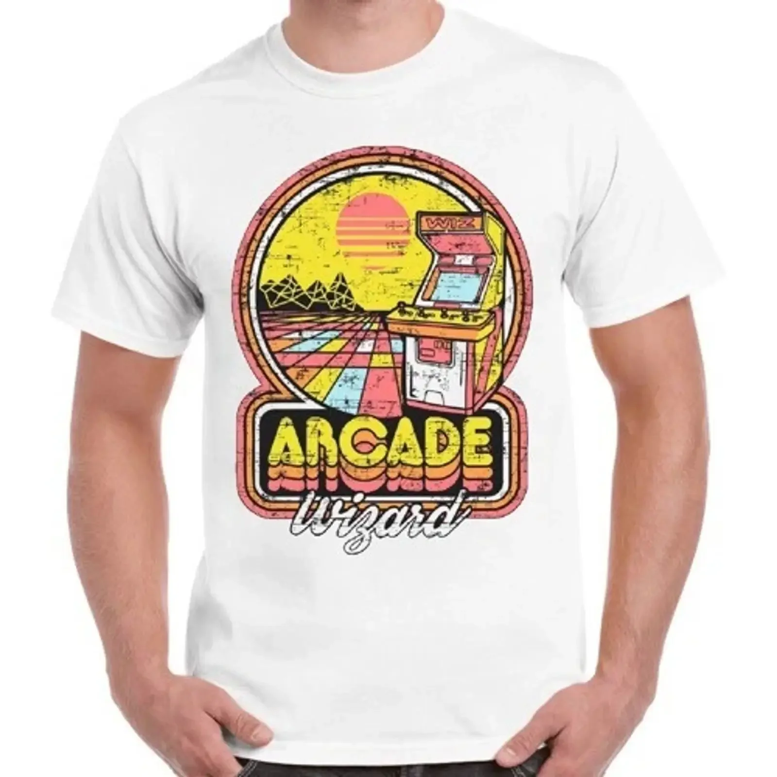 Arcade Wizard 80s Game T Shirt Top Vintage Super Cool Women's 2393 vintage Washed Stretched homme Breathable Slightly Versatile