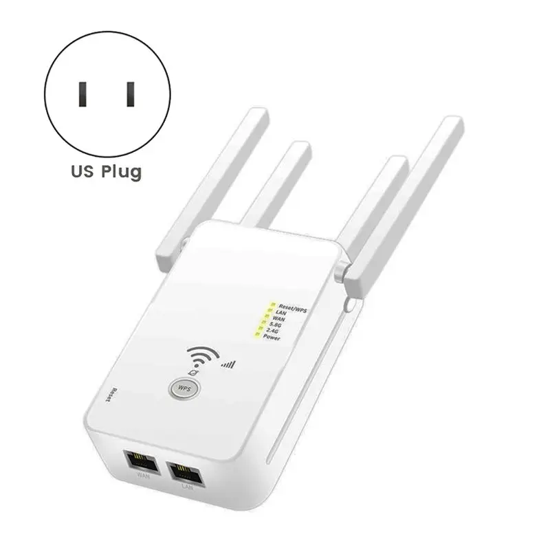

(BAAY) Беспроводной ретранслятор 1200 Мбит/с, 2.4G и 5G, усилитель сигнала Wi-Fi роутера, расширитель диапазона, 4 антенны, усилитель сигнала роутера для дома (вилка стандарта США)