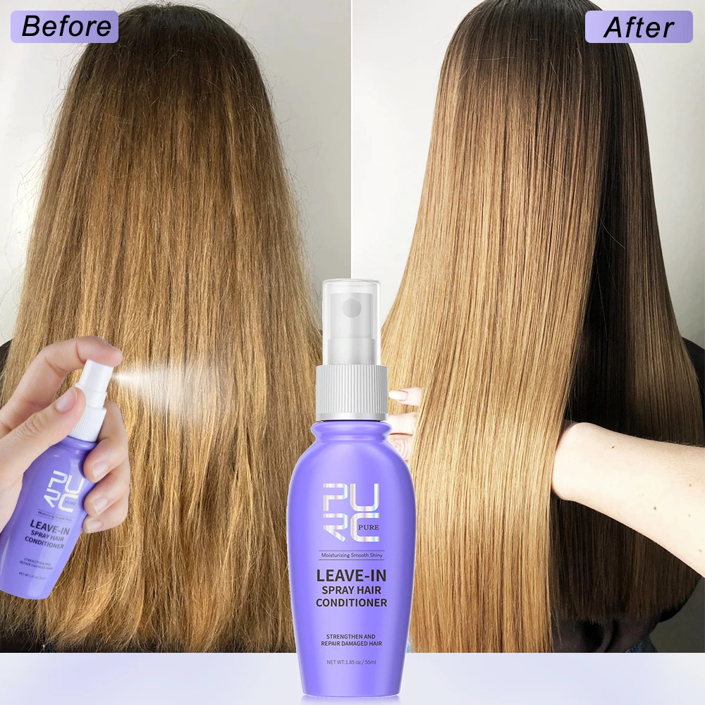 

PURC Coconut Oil Leave-In Conditioner Spray Keratin Hair Treatment Smoothing Straightening Repair Damaged Frizzy Hair Care