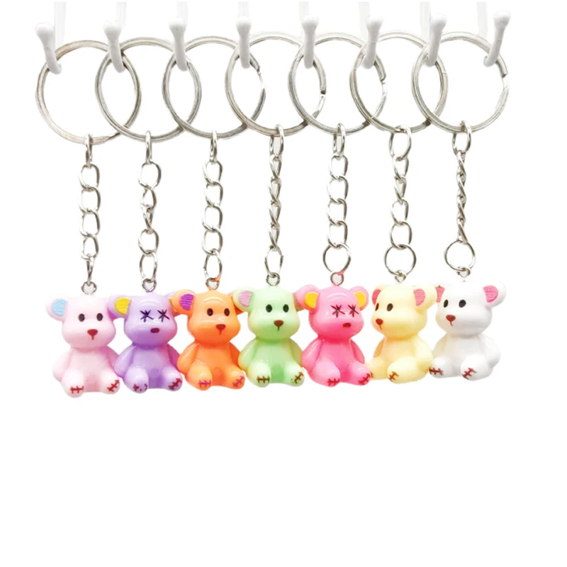 

10Pcs New Hot Cartoon Cute Resin Bear Keychain Creative Fashion Bear Doll Pendant Multi-colour Funny Cute Bear Charms Small Gift