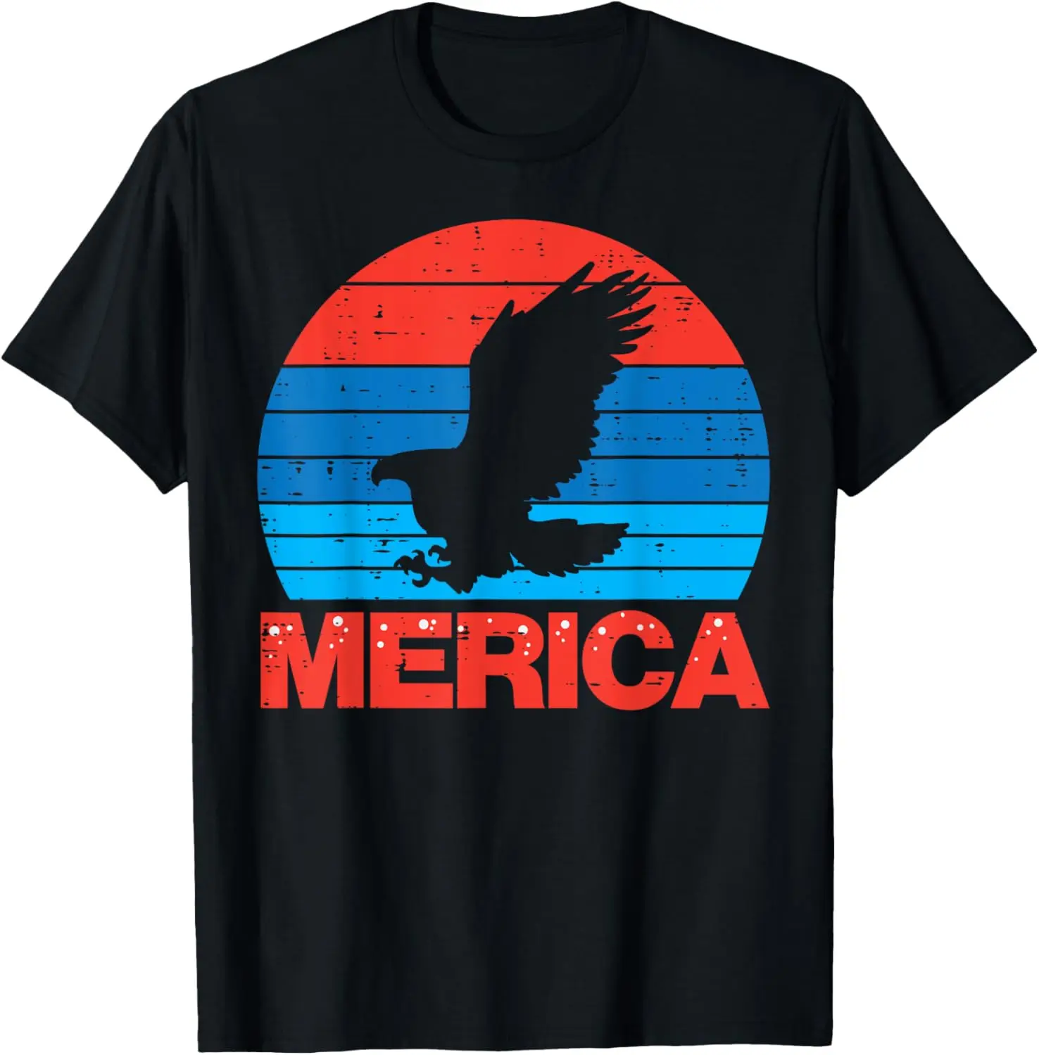 

Merica Bald Eagle Silhouette Sunset Retro 4th July Patriotic T-Shirt