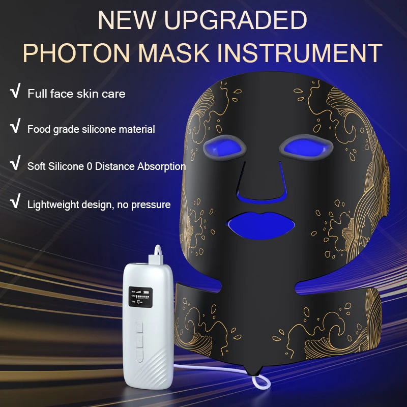 7 Colors Photon LED Face Neck Mask Light Therapy Rechargeable Facial Beauty Mask Anti Wrinkle Repair Skin Tightening Skin Care