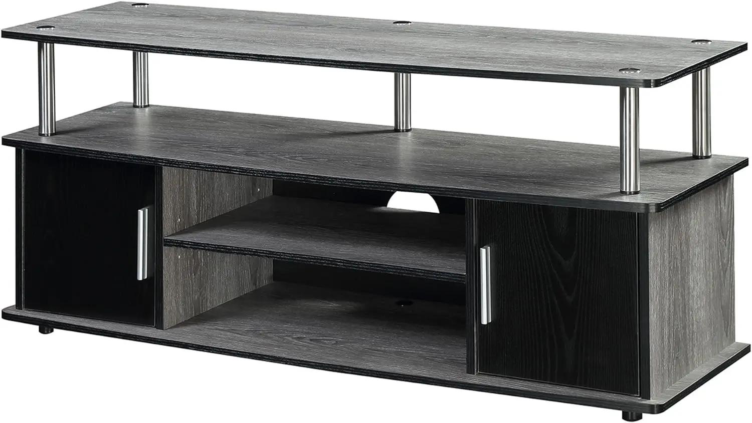 

Designs2Go Monterey TV Stand with Cabinets and Shelves Home_Furniture_and_Decor, 47.25"L x 15.75"W x 21.25"H, Gray, Black