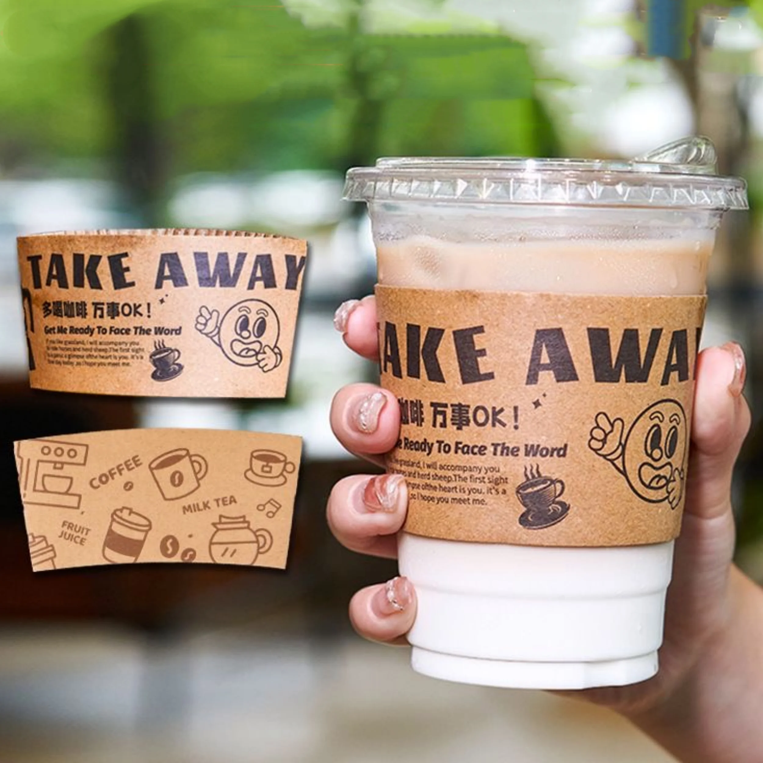 White Brown Disposable Cup Set, Custom Printing, Cold Drink Coffee, Hot Tea Milk, Packaging Insulation and Anti-Skid