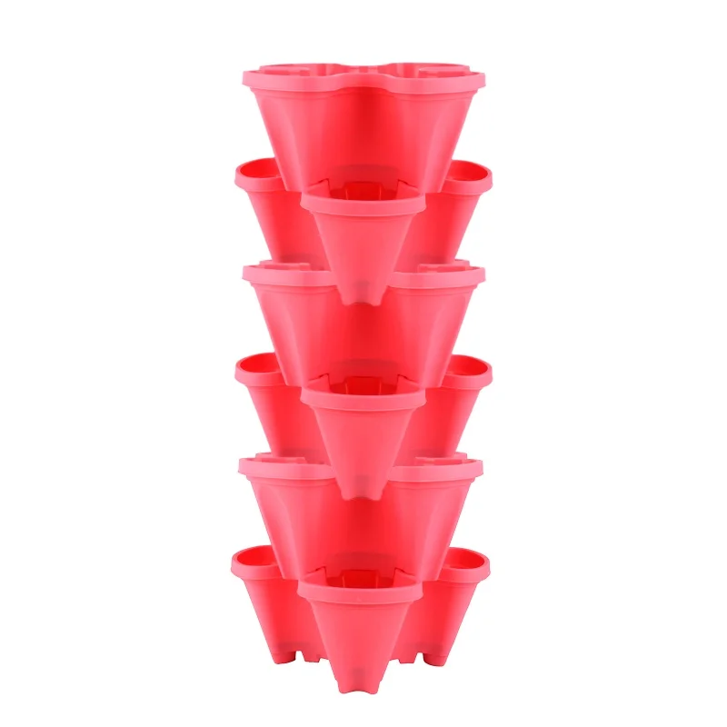

New multi-layer hanging and stackable planter for home gardening, portable three-petal strawberry pot