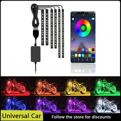 6 in 1 Led Underglow Lights for Motorcycle Glowing Accessories Decorative Lighting RGB Neon Flexible Strip APP Control Backlight