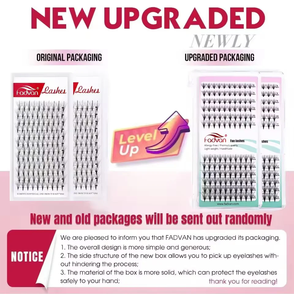 FADVAN 3D/7D/9D/13D رموش المنك الصناعية المصنوعة مسبقًا من Wispy رموش حادة جذعية روسيا حجم فردي مراوح رمش تمديد