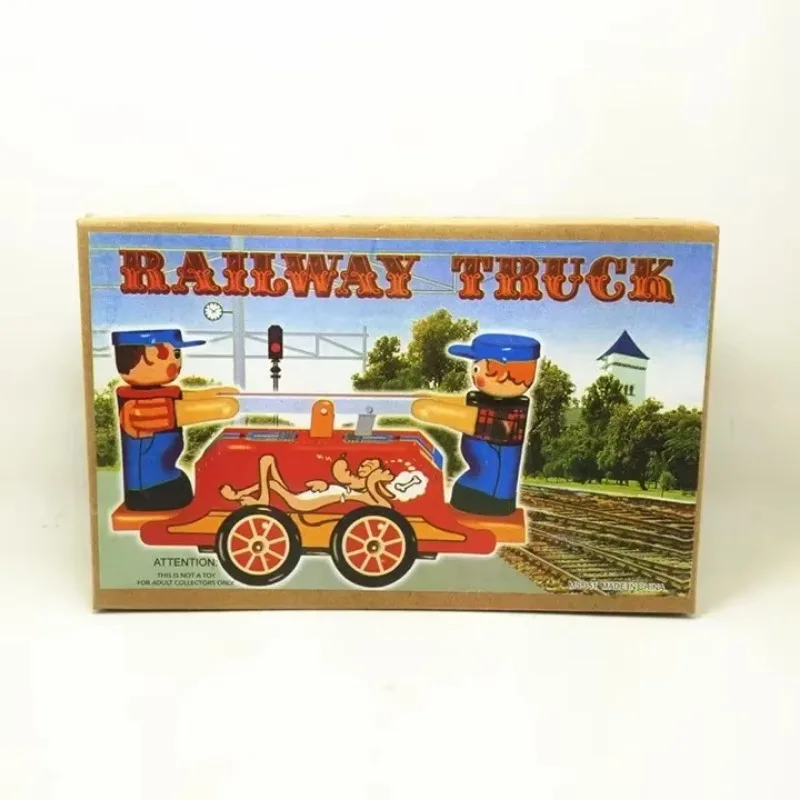 Giocattolo a orologeria con leva in latta per auto, camion ferroviario, lavoratori, collezione classica divertente, giocattoli meccanici da passeggio in metallo retrò, regalo per bambini