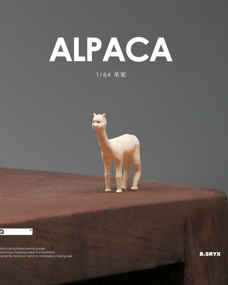 1/64 Simulation Alpaca Animal Model Resin Miniature Handmade DIY Micro Photography Props Sand Table Scene ornaments