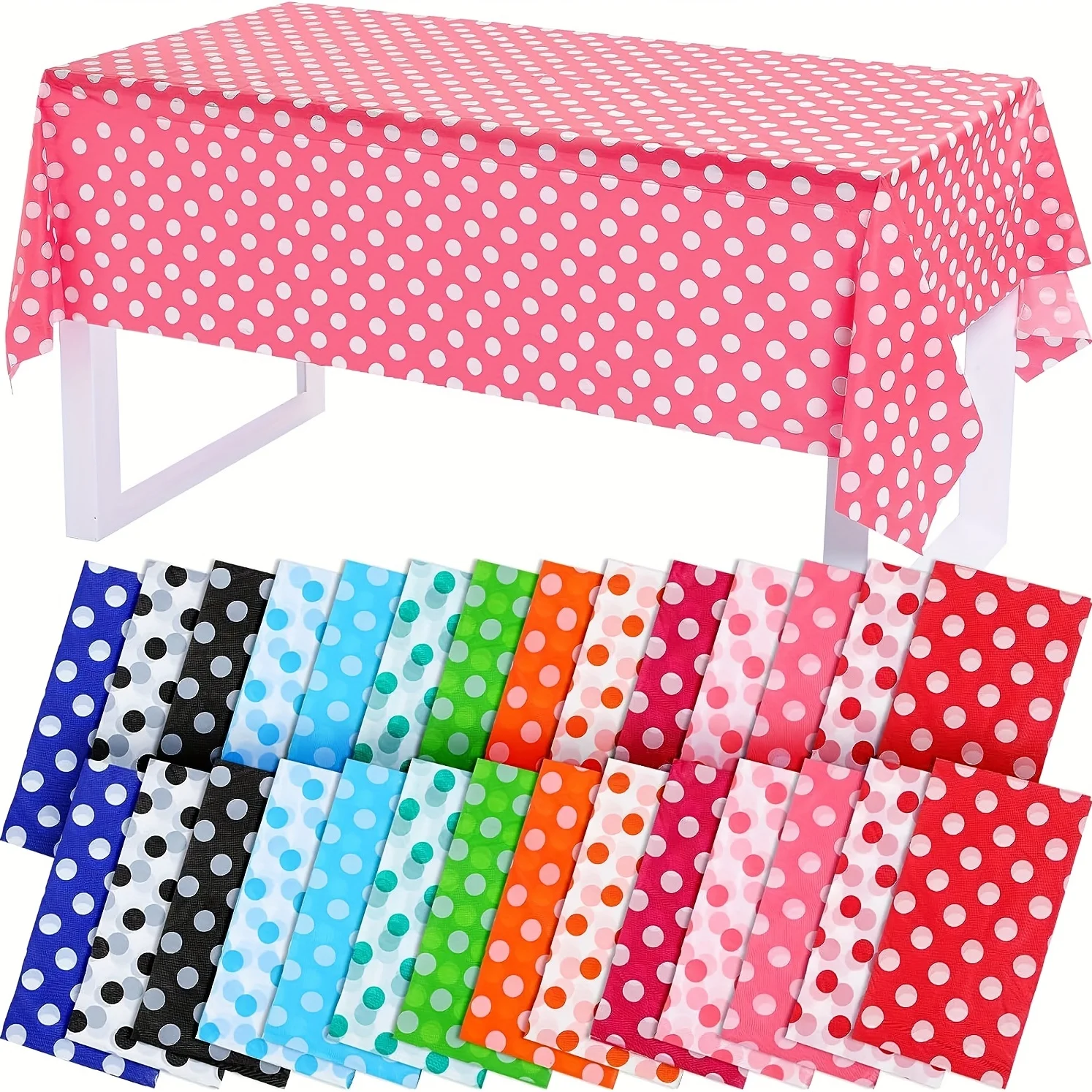 Polka Dot Disposable Rectangular Tablecloth Peva Restaurant Hotel Tablecloth Waterproof Oilproof Tablecloth Washable 137X274cm