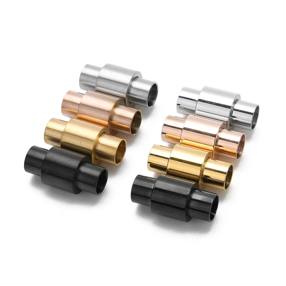 1Pcs/lot 10x20mm Strong Round Magnetic Clasps Stainless Steel Fit 6mm Hole Leather Cord Bracelet Diy Claps Findings