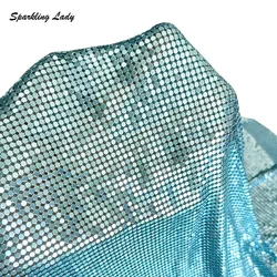 3 มม.แฟชั่น Chainmail ผ้า Bling Luxury Light Blue METALLIC เลื่อมตาข่ายผ้าสําหรับเสื้อผ้าผู้หญิงกระเป๋า PARTY ตกแต่ง