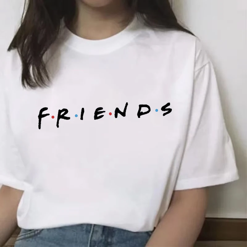 

Fashion Printed Women's T Shirt Friends Print Short Sleeve T-shirts Summer Casual Loose Round Neck Hip Hop Y2k Clothing Tops Tee