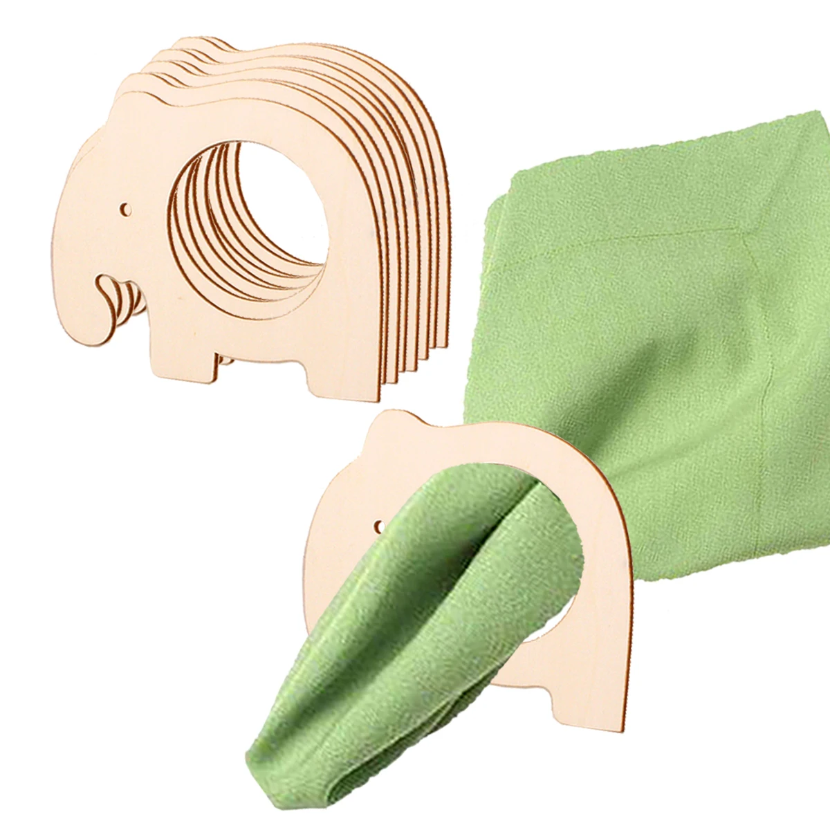 

20PCS Wooden Napkin Ring Holder Natural Banquet Dinner Party Wedding Rabbit Shape Creative Design Long Lasting Use Unique Table