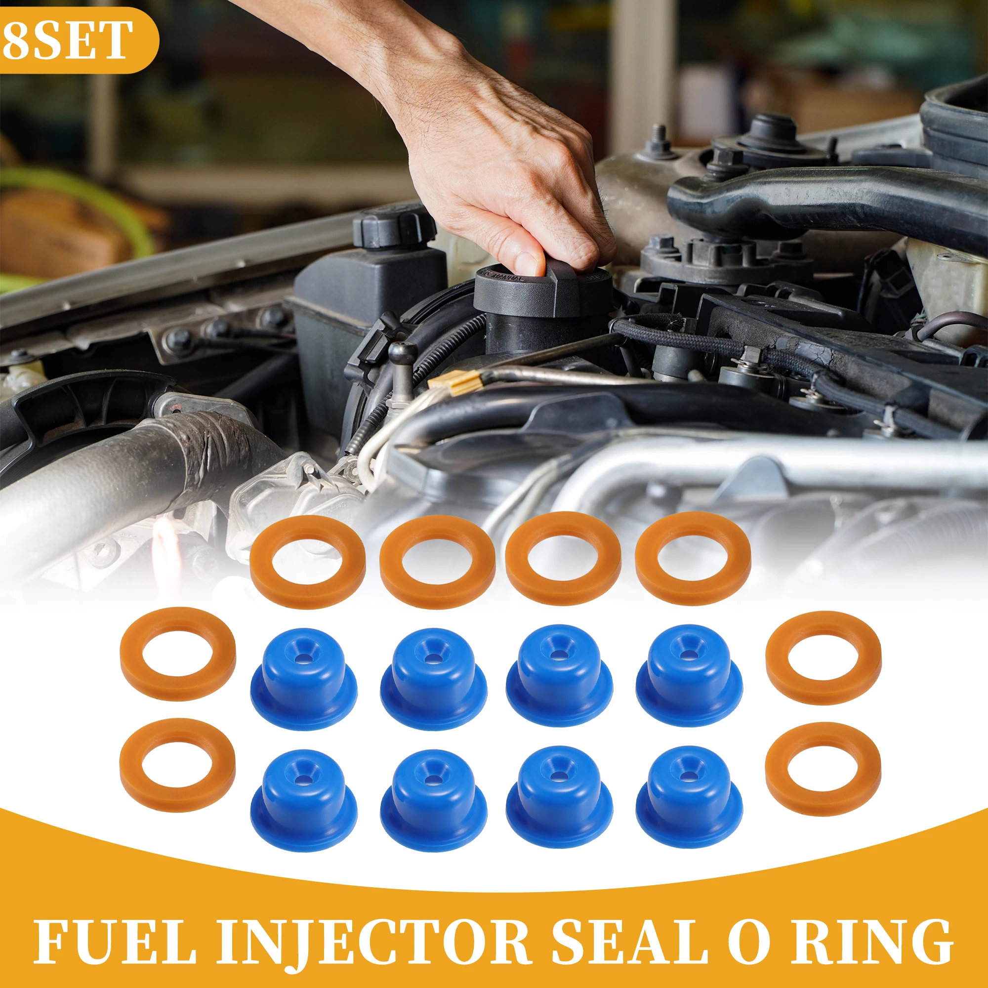 UXCELL Fuel Injector Seal O Ring for Ford F-Series Plastic Blue 8 Sets