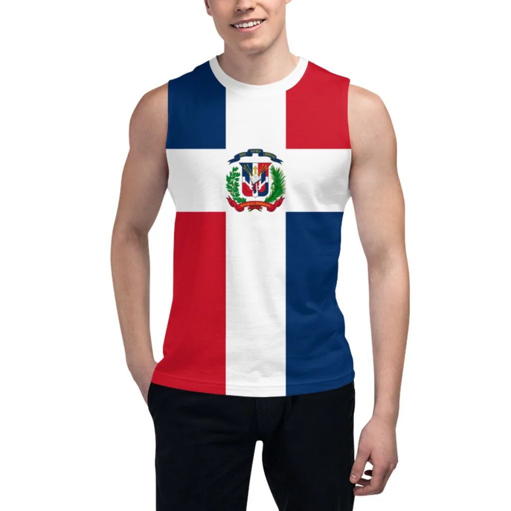 Sleeveless T-shirt Dominican Republic Flag 3D Men's Boys Tshirt Gyms Tank Tops Fitness Joggers Basketball Training Vest