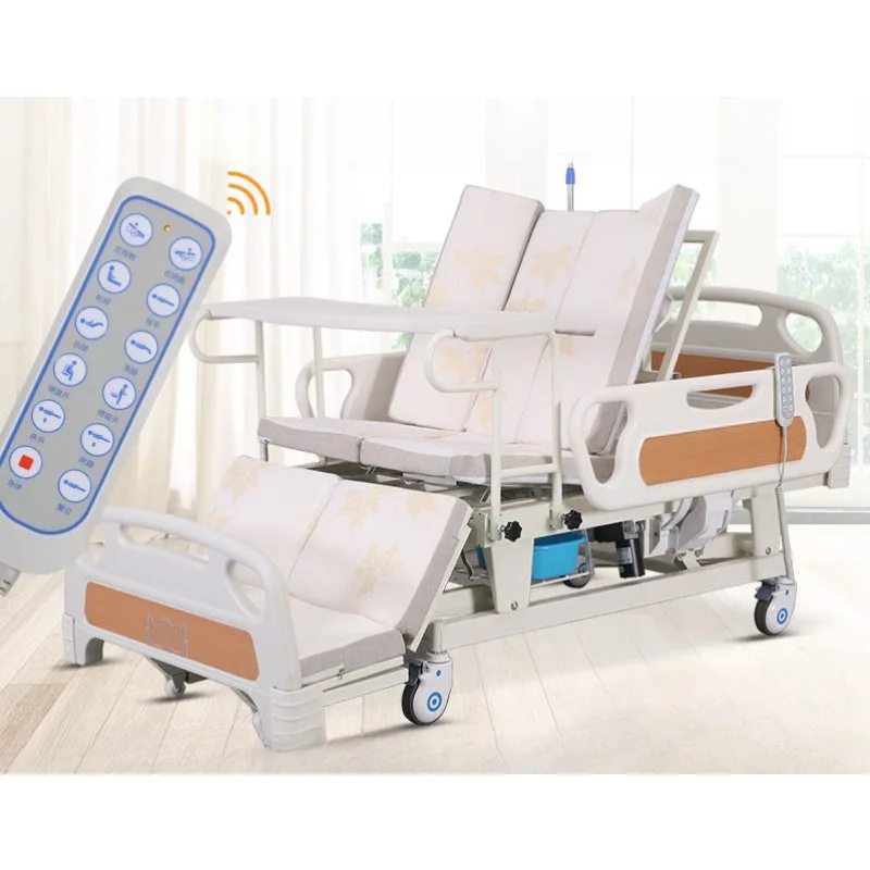 Electric bed, household multifunctional bed, hand electric integrated lifting electric toilet bed
