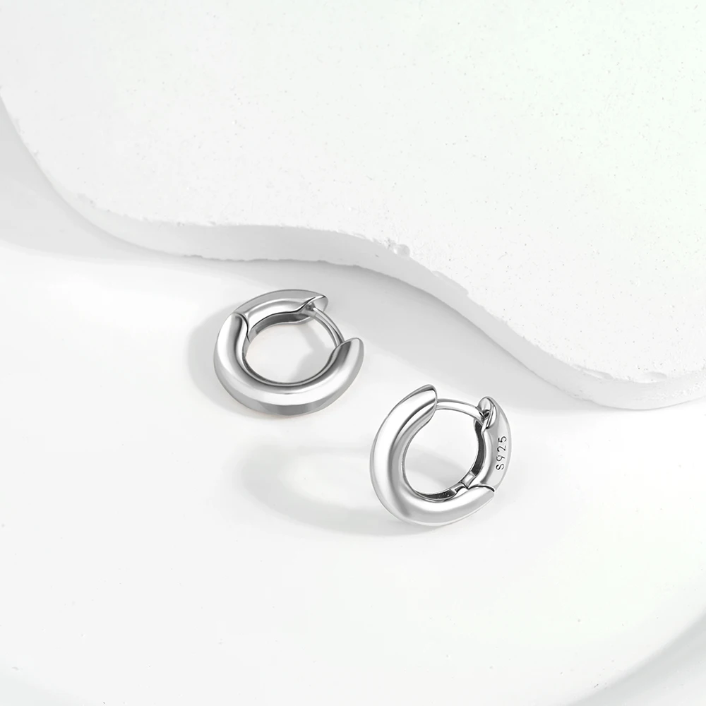 Simple 925 Silver Circle Hoop Earrings Girl Rose Gold & Gold Color Elegant Office Style Classic Earrings Accessories
