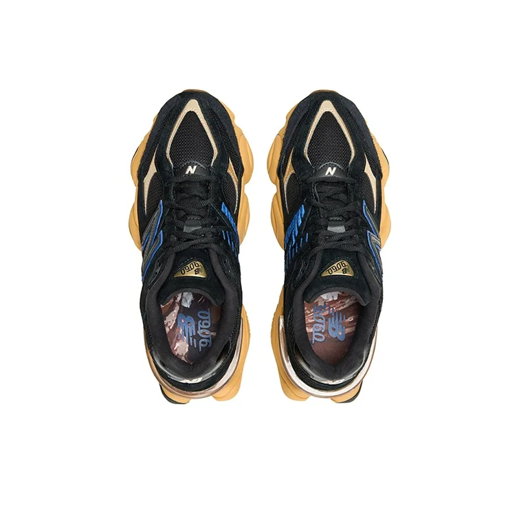 New Balance NB 9060 قماش متعدد الاستخدامات، ممتص للصدمات، متين، حذاء كاجوال منخفض القطع للرجال والنساء، أسود وأصفر #5