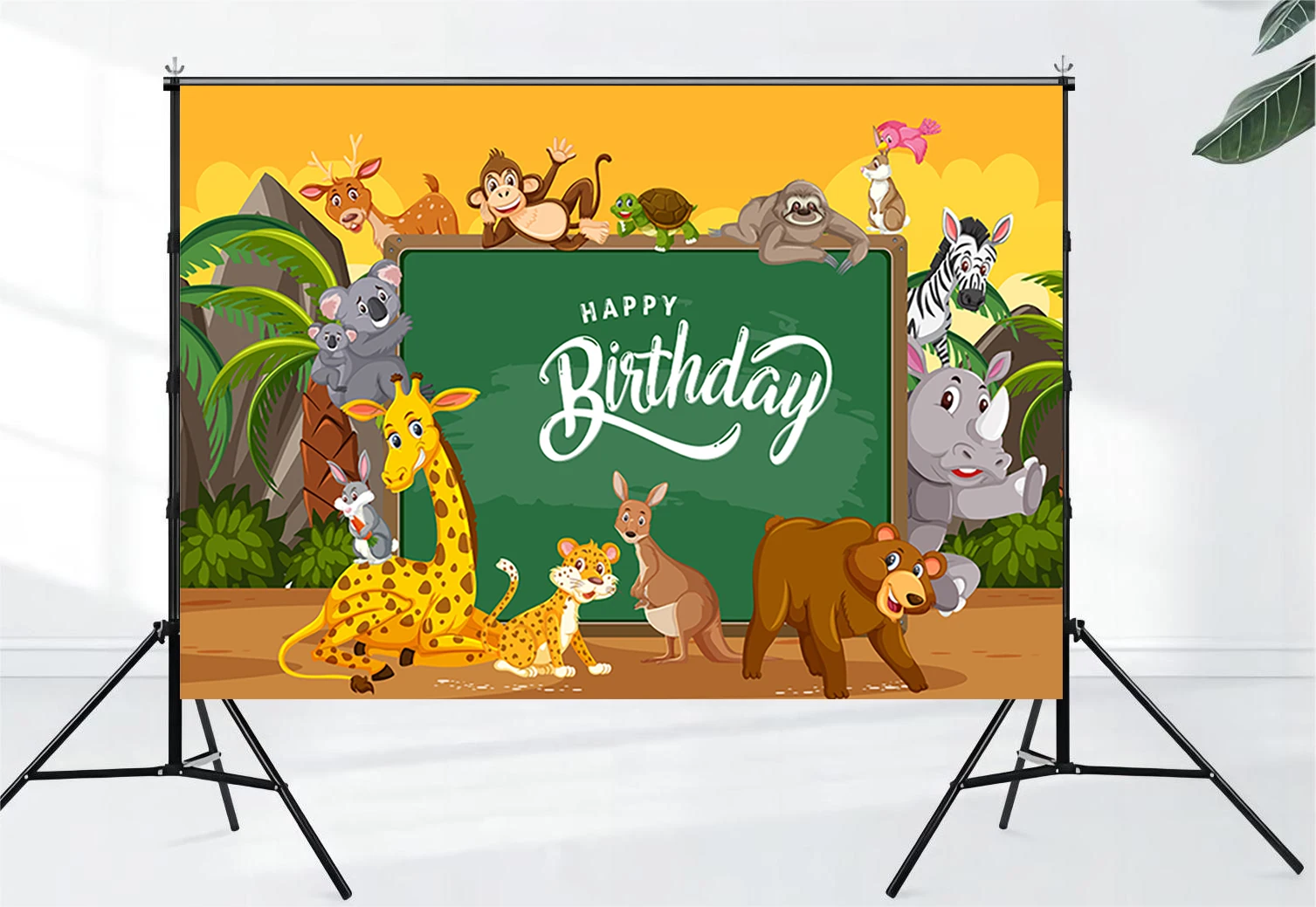 Cartoon Wildlife Happy Birthday Photography Background Animal Jungle Wildlife Park Theme Party Decoration Photo Background