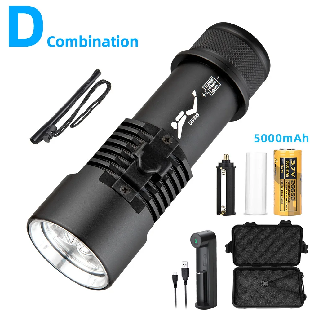 New Mini Outdoor Diving 80m LED Aluminum Alloy Strong Light Flashlight