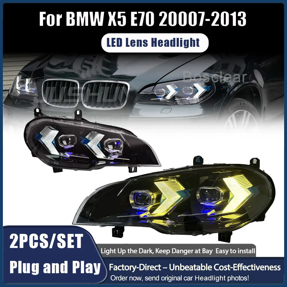 

Car Front HeadLamp Assmebly for BMW X5 E70 LED Headlight Projector Lens 2007-2013 X5M DRL Signal Animation Automotive Accessorie